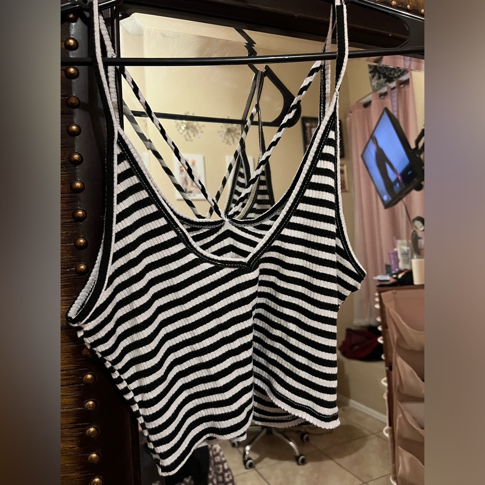 Striped Black and White Women's Top